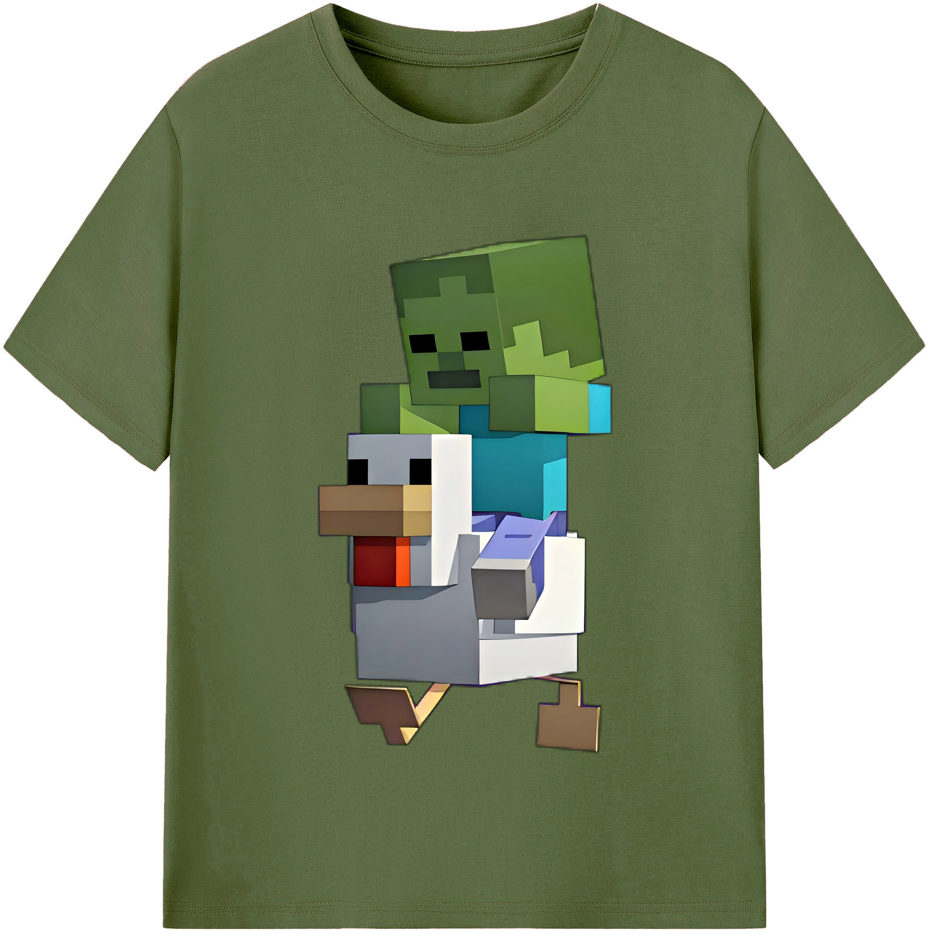 （画像用） マインクラフト ブロックの世界 Minecraft MC Block world 綿100％半袖Tシャツ（フロントプリント）